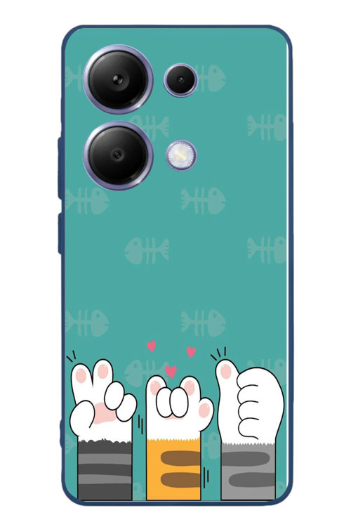 Poco X7 Pro Uyumlu Kedi Patileri Baskılı Silikon Kılıf