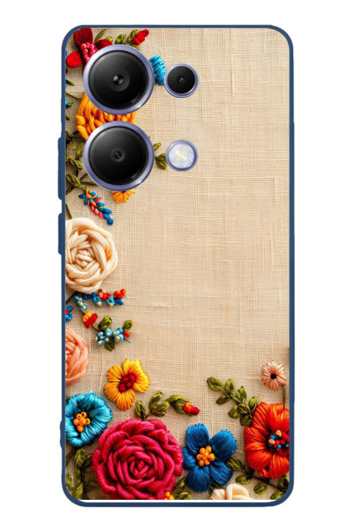 Poco X7 Pro Uyumlu İşlemeli İğne Oyası Baskılı Silikon Kılıf