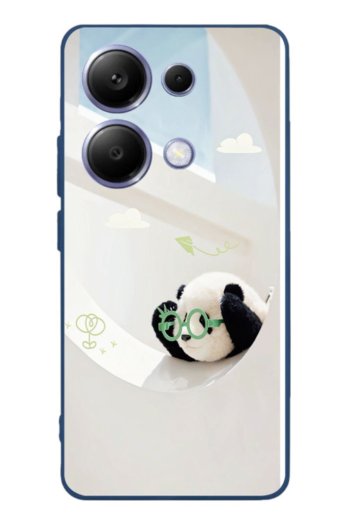 Poco X7 Pro Uyumlu Gözlüklü Panda Baskılı Silikon Kılıf