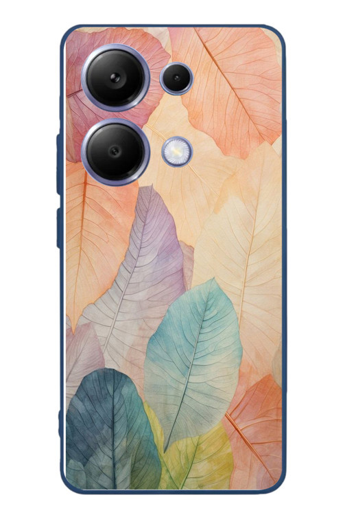 Poco X7 Pro Uyumlu Hafif Yapraklar Baskılı Silikon Kılıf