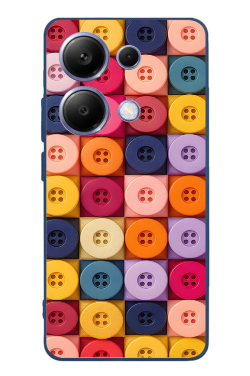 Poco X7 Pro Uyumlu Renkli Düğmeler Baskılı Silikon Kılıf