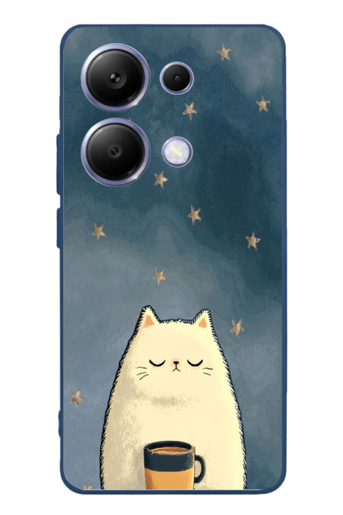 Poco X7 Pro Uyumlu Kahveci Beyaz Kedir Baskılı Silikon Kılıf