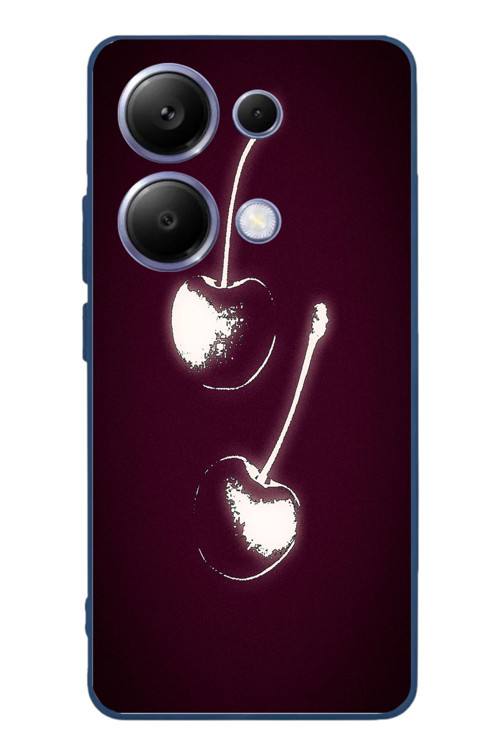 Poco X7 Pro Uyumlu İki Kiraz Baskılı Silikon Kılıf
