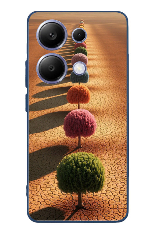 Poco X7 Pro Uyumlu Sıralı Renkli Ağaçlar Baskılı Silikon Kılıf