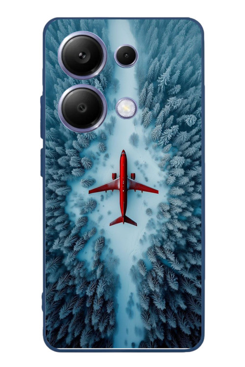 Poco X7 Pro Uyumlu Kış Ortasında Uçak Baskılı Silikon Kılıf