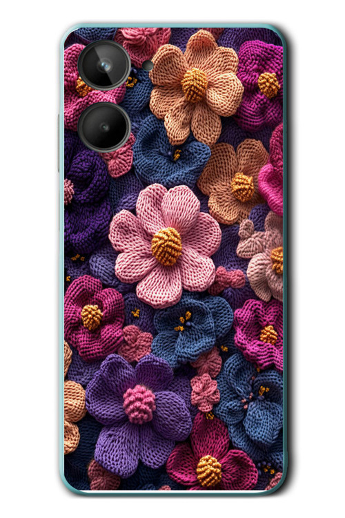 Realme 10 4G Uyumlu Çiçek Örgüsü Baskılı Silikon Kılıf