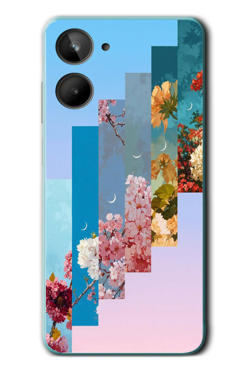 Realme 10 4G Uyumlu Dik Çiçek Tabloları Baskılı Silikon Kılıf