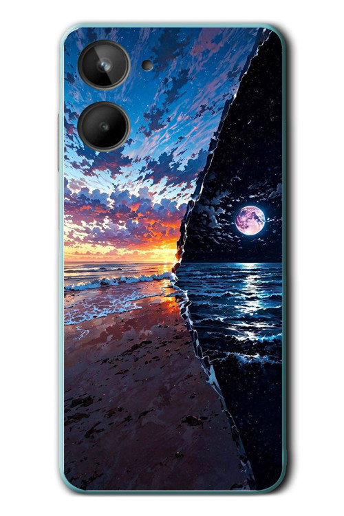 Realme 10 4G Uyumlu Deniz Günbatımı Baskılı Silikon Kılıf