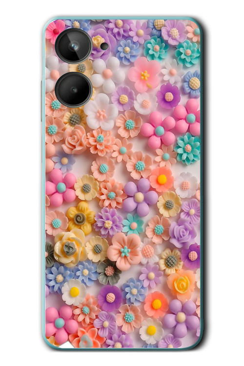 Realme 10 4G Uyumlu Çiçek Bükleleri Baskılı Silikon Kılıf