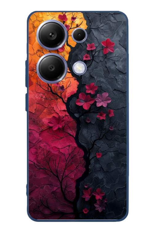 Poco X7 Pro Uyumlu Yaprak Geçişkenliği Baskılı Silikon Kılıf