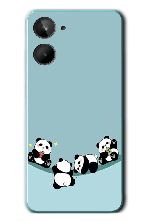 Realme 10 4G Uyumlu Panda Ailesi Baskılı Silikon Kılıf