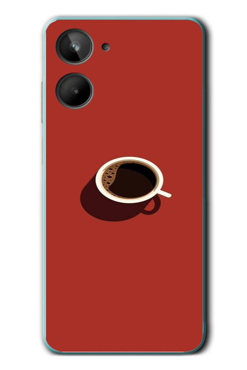 Realme 10 4G Uyumlu Sade Kahve Kupası Baskılı Silikon Kılıf