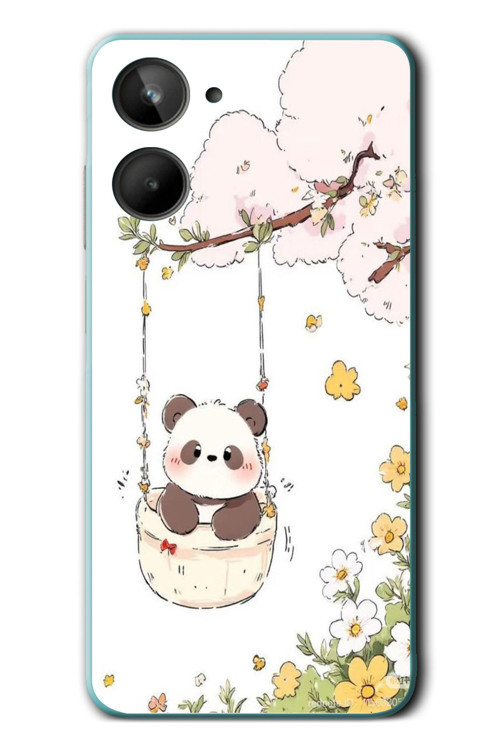 Realme 10 4G Uyumlu Sallanan Panda Baskılı Silikon Kılıf