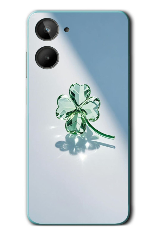 Realme 10 4G Uyumlu Yeşil Yonca Baskılı Silikon Kılıf