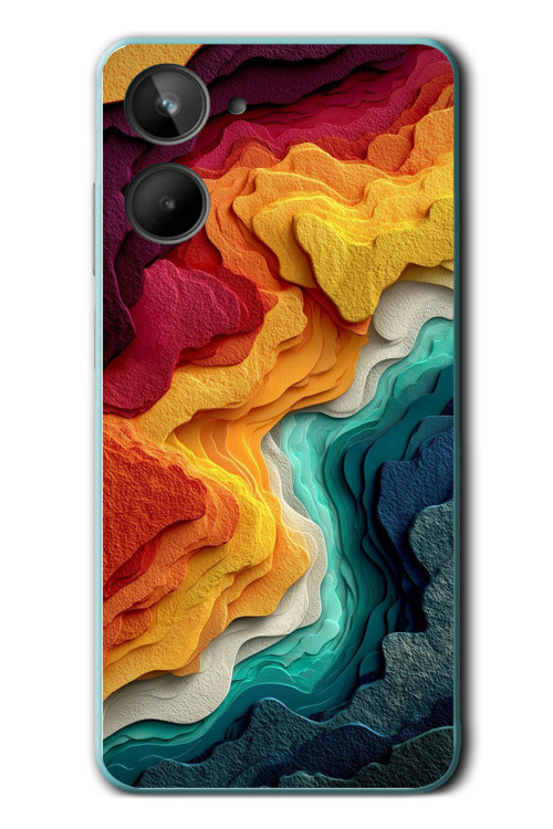 Realme 10 4G Uyumlu Renk Dalgaları Baskılı Silikon Kılıf