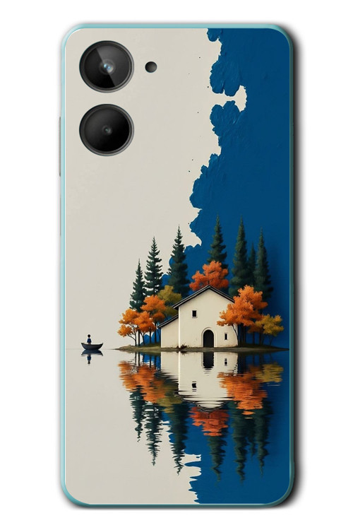 Realme 10 4G Uyumlu Sonbahar Evi Baskılı Silikon Kılıf