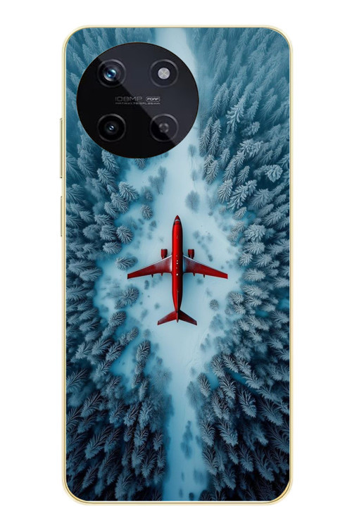 Realme 11 4G Uyumlu Kış Ortasında Uçak Baskılı Silikon Kılıf