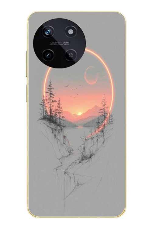 Realme 11 4G Uyumlu Günbatımı Mermer Desenli Baskılı Silikon Kılıf