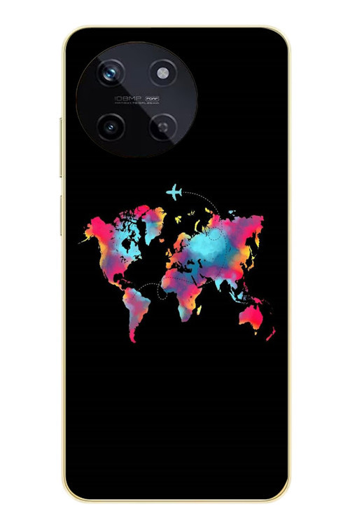 Realme 11 4G Uyumlu Dünya Renkli Haritası Baskılı Silikon Kılıf