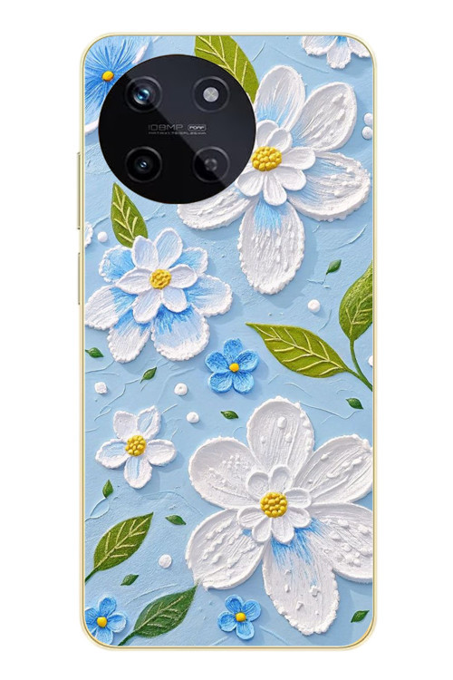 Realme 11 4G Uyumlu Mavi Papatyalar Baskılı Silikon Kılıf