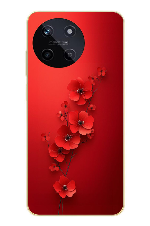 Realme 11 4G Uyumlu Kırmızı Kardelenler Baskılı Silikon Kılıf