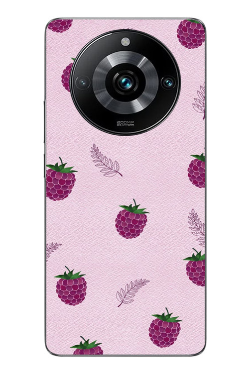 Realme 11 Pro Uyumlu Çilekler Pembesi Baskılı Silikon Kılıf