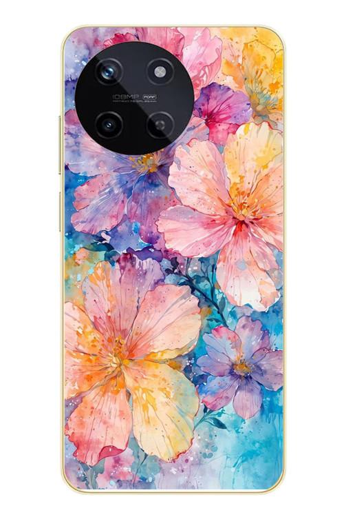 Realme 11 4G Uyumlu Yağlı Boya Çiçekler Baskılı Silikon Kılıf