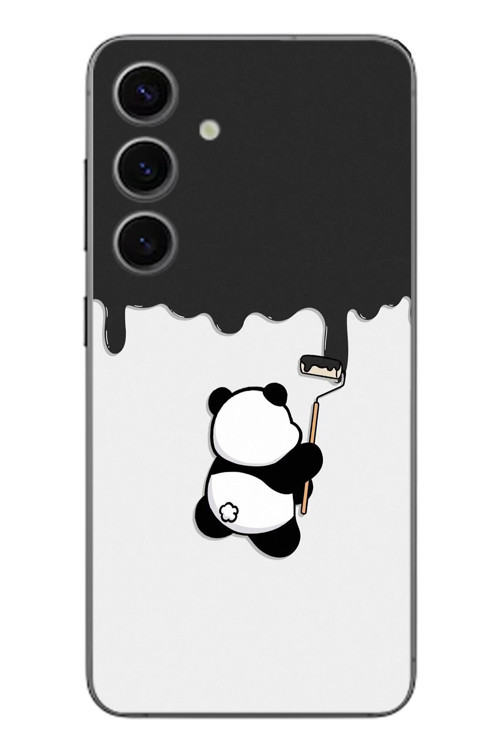 Samsung Galaxy S24 Uyumlu Boyacı Panda Baskılı Silikon Kılıf