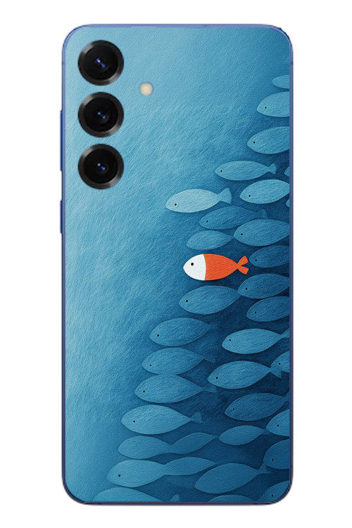 Samsung Galaxy S25 Plus Uyumlu Balıklar Yüzüyor Baskılı Silikon Kılıf