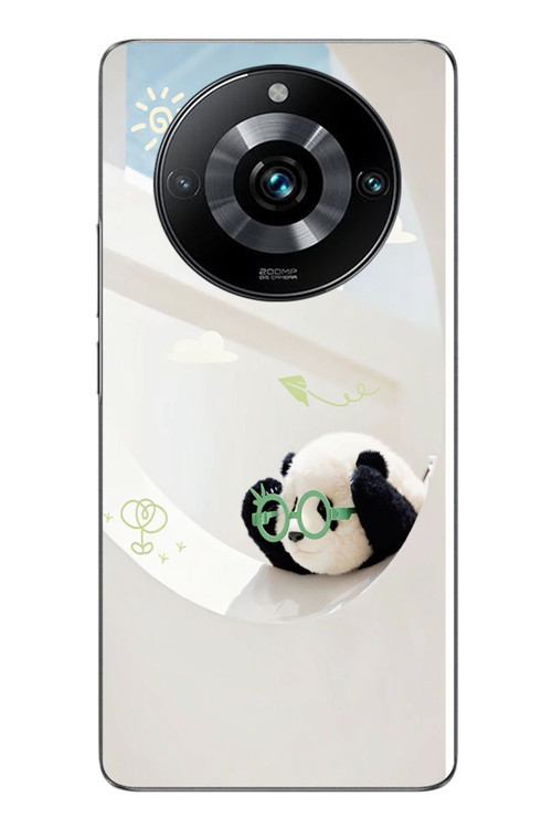 Realme 11 Pro Uyumlu Gözlüklü Panda Baskılı Silikon Kılıf