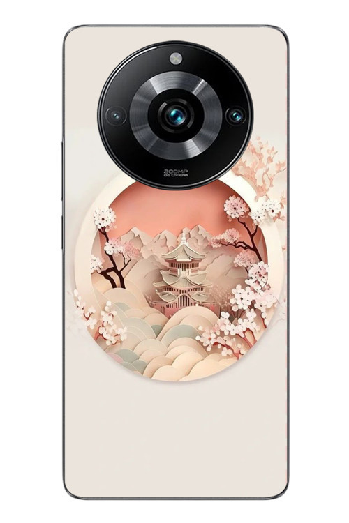 Realme 11 Pro Uyumlu Manzar Retro Yuvarlak Baskılı Silikon Kılıf