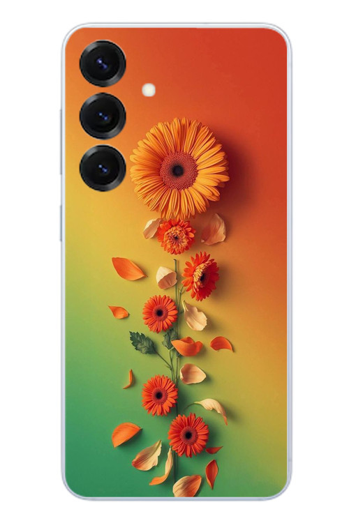 Samsung Galaxy S25 Uyumlu Ayçiçeği Bükleleri Baskılı Silikon Kılıf