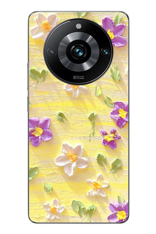Realme 11 Pro Uyumlu Mor Papatyalar Baskılı Silikon Kılıf