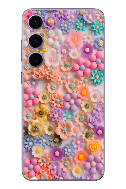 Samsung Galaxy S24 Plus Uyumlu Çiçek Bükleleri Baskılı Silikon Kılıf