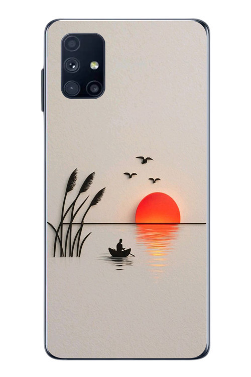 Samsung Galaxy M51 Uyumlu Gün Batımı Çizim Baskılı Silikon Kılıf