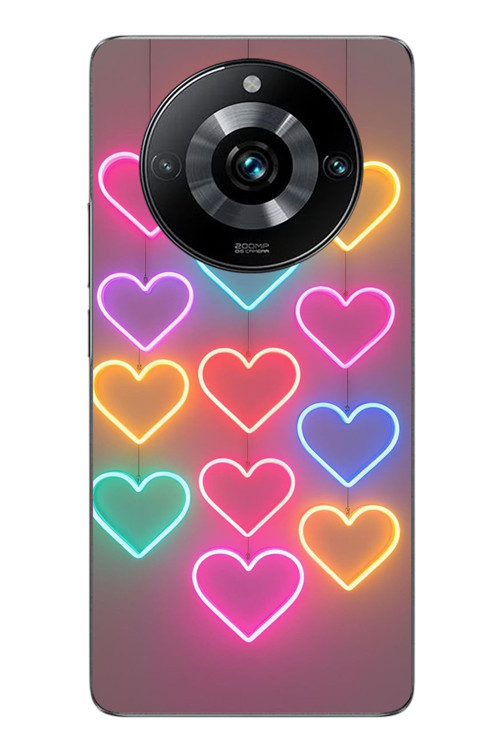 Realme 11 Pro Uyumlu Neon Kalpler Baskılı Silikon Kılıf