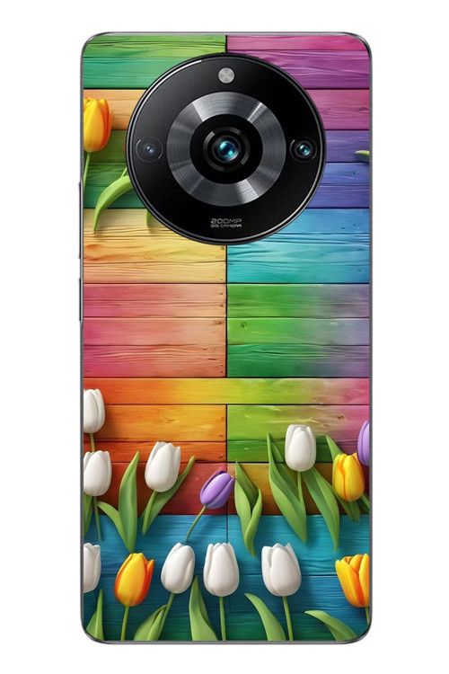 Realme 11 Pro Uyumlu Renkli Laleler Baskılı Silikon Kılıf