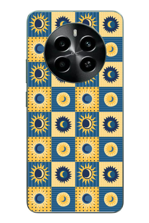 Realme 12 4G Uyumlu Damalı Papatyalar Baskılı Silikon Kılıf