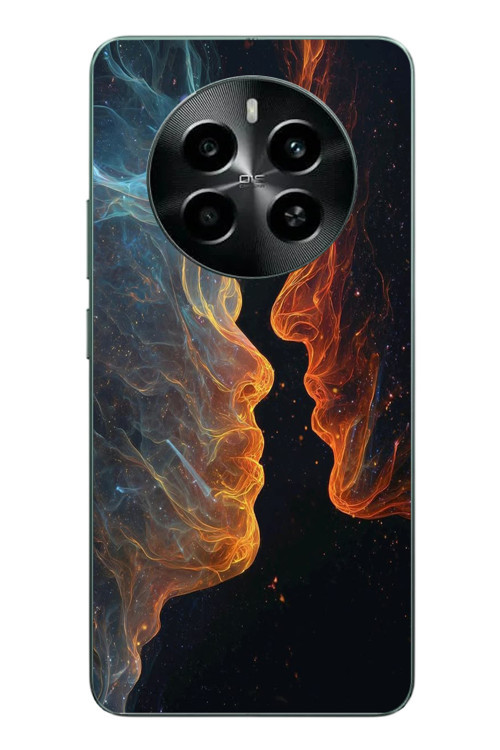 Realme 12 4G Uyumlu Kavuşan Çizgiler Baskılı Silikon Kılıf