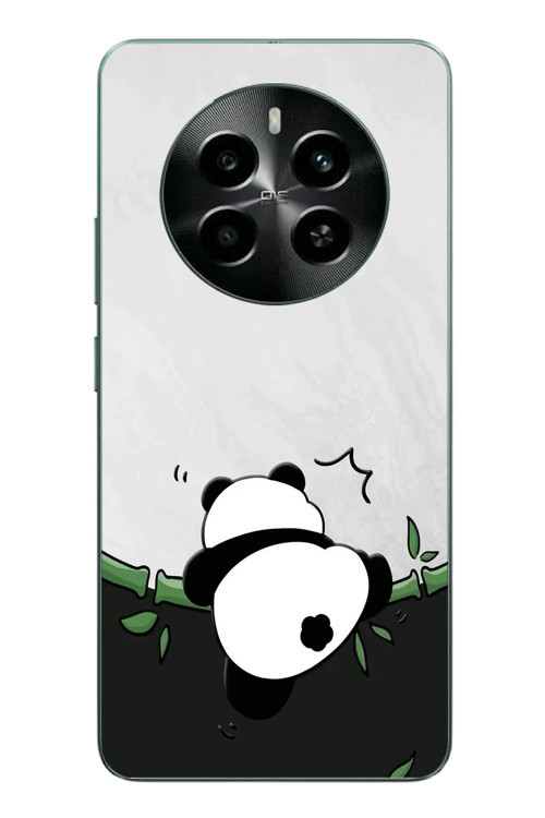 Realme 12 4G Uyumlu Bambuya Çıkan Panda Baskılı Silikon Kılıf
