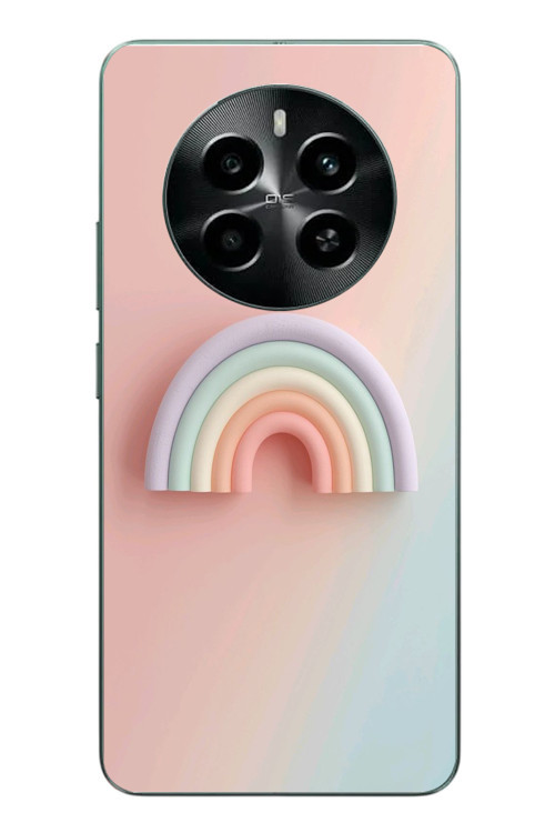 Realme 12 4G Uyumlu Gökkuşağı Pastel Baskılı Silikon Kılıf