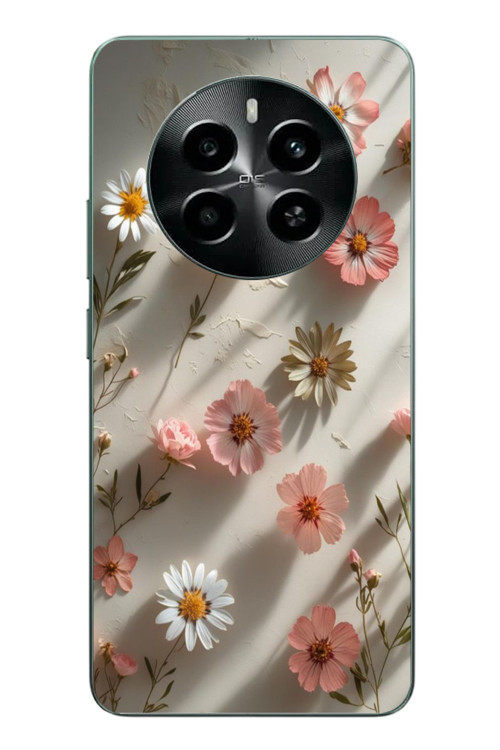 Realme 12 4G Uyumlu Papatya Çiçekleri Baskılı Silikon Kılıf