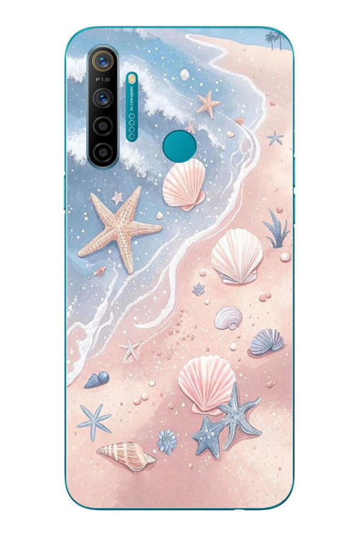 Realme 5i Uyumlu Deniz Yıldızı Kumsalı Baskılı Silikon Kılıf