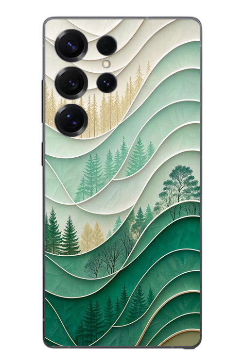Samsung Galaxy S25 Ultra Uyumlu Beyaz Çizgili Orman Baskılı Silikon Kılıf