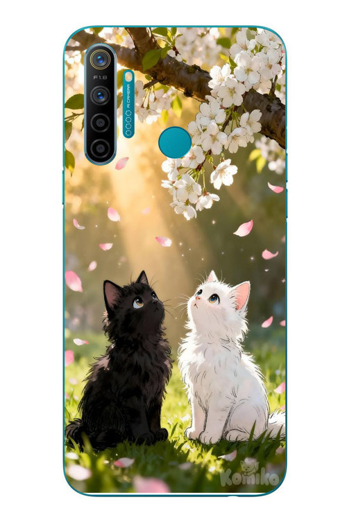 Realme 5i Uyumlu İlkbahar Kedileri Baskılı Silikon Kılıf
