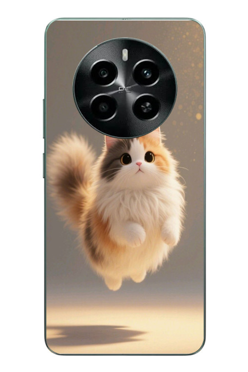Realme 12 4G Uyumlu Zıplayan Kedi Baskılı Silikon Kılıf