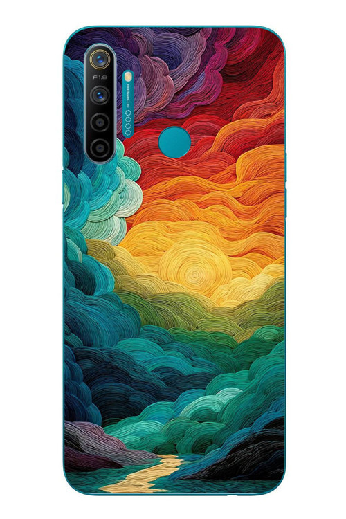 Realme 5i Uyumlu Gün Doğumu ve Batımı Baskılı Silikon Kılıf