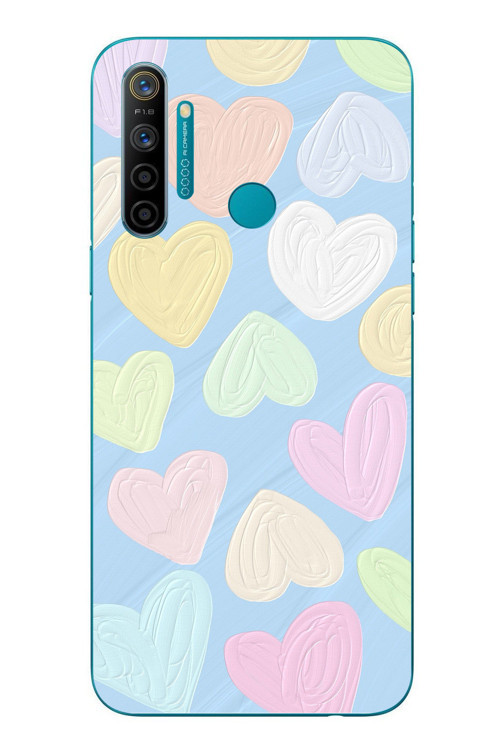 Realme 5i Uyumlu Kalpler Baskılı Silikon Kılıf