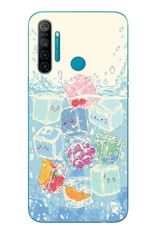 Realme 5i Uyumlu Kare Buzlar Baskılı Silikon Kılıf