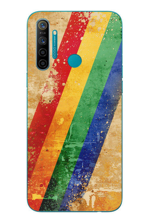 Realme 5i Uyumlu Yan Gökkuşağı Baskılı Silikon Kılıf